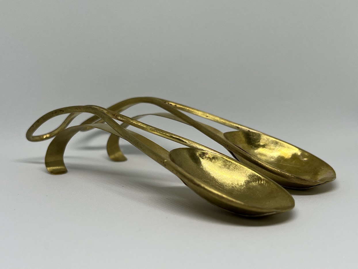 image of two brass spoons